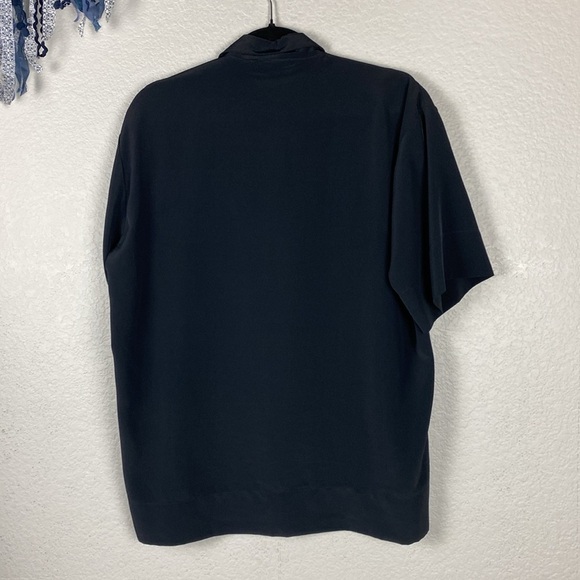 TOPSHOP oversized black sateen button front short sleeve blouse - Picture 6 of 6